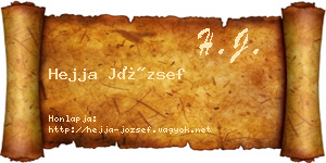 Hejja József névjegykártya